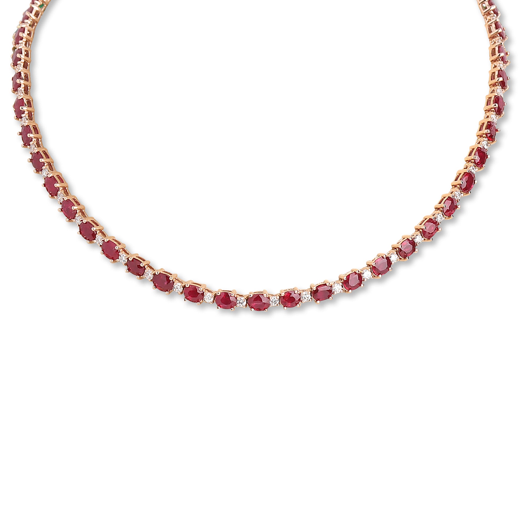 Oval Ruby Tennis Necklace