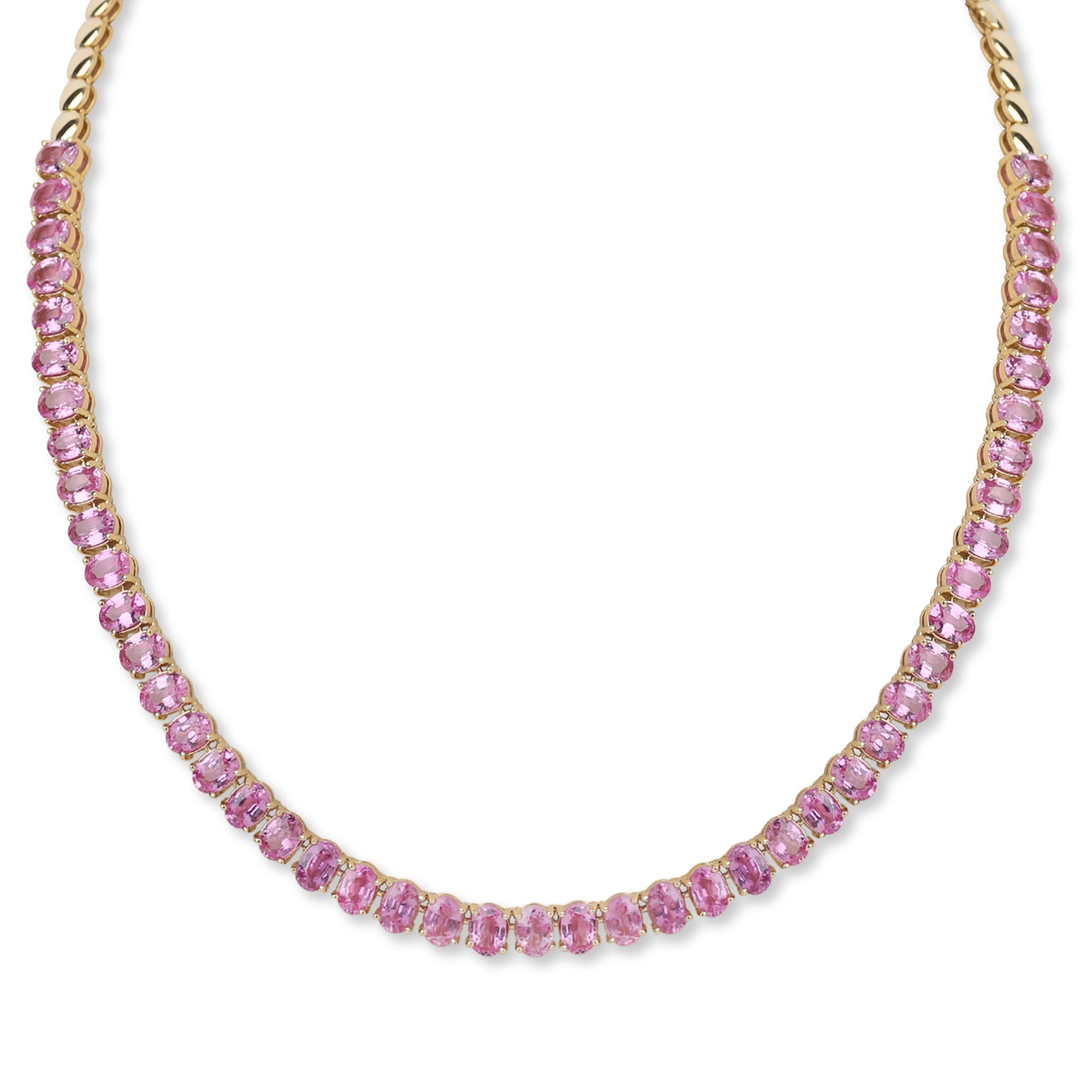 Oval Pink Sapphire Tennis Necklace