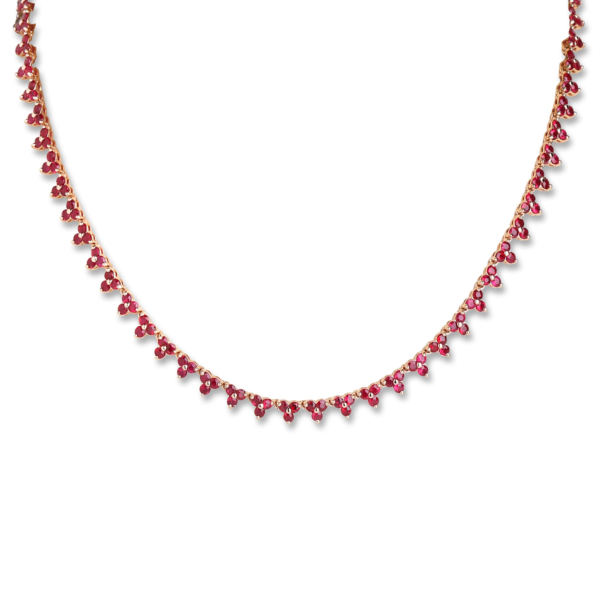 Ruby Cluster Diamond Tennis Necklace