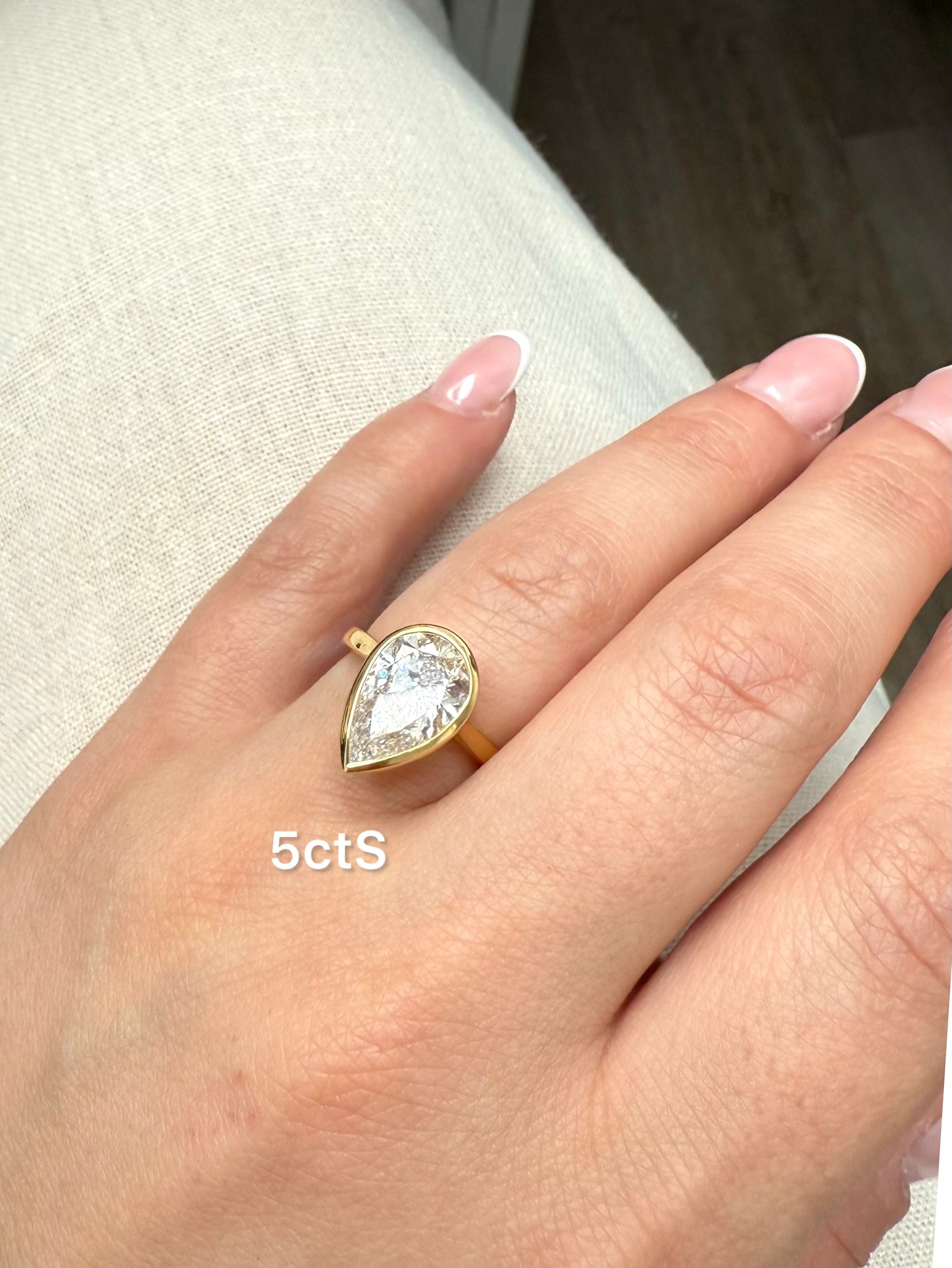 Lab Grown Pear Bezel Engagement Ring