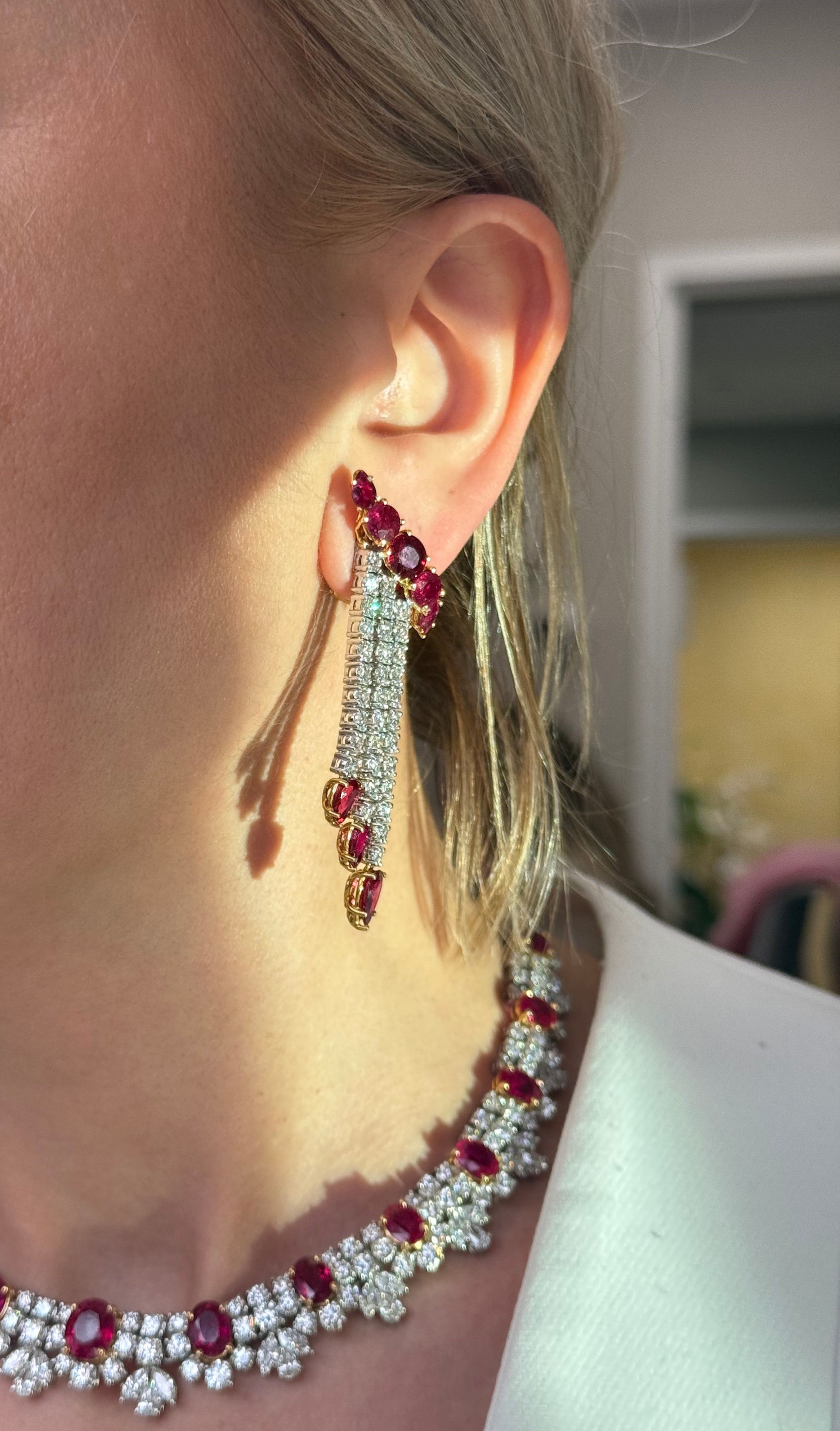 Ruby Diamond Drop Earring