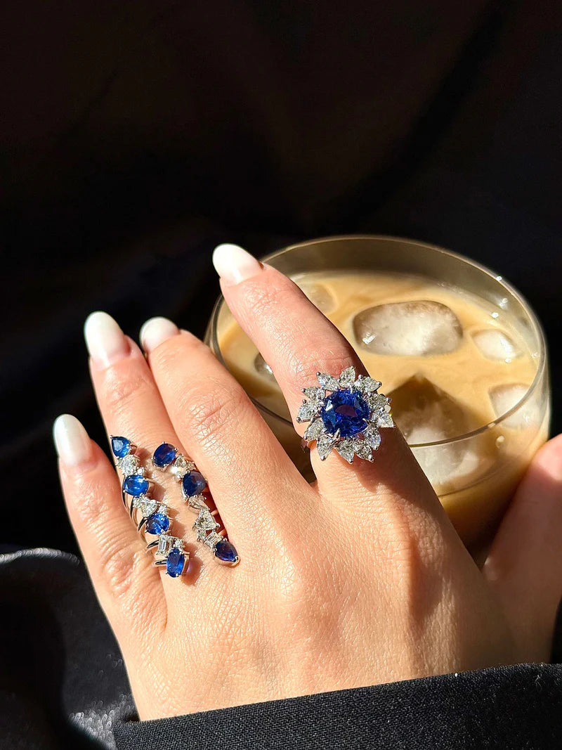 Multi Shape Sapphire & White Diamonds Fashion Ring