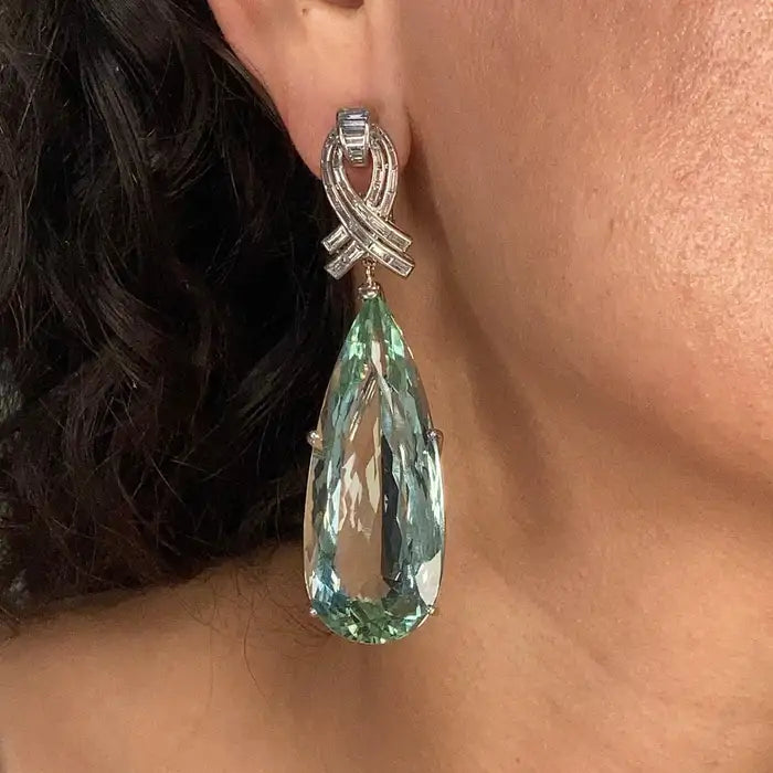 Vintage Aquamarine Drop Earrings