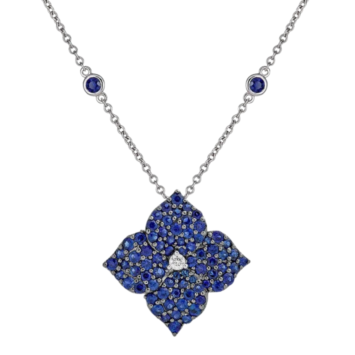 Large Sapphire Fleur Necklace