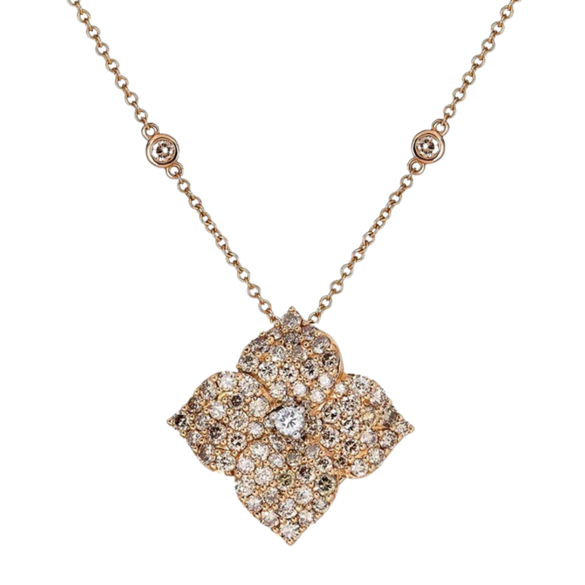 Large Champagne Diamond Fleur Necklace