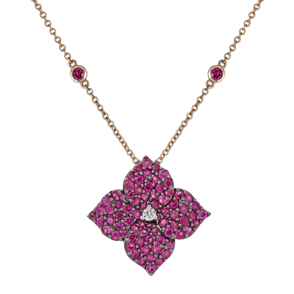 Large Deep Pink Sapphire Fleur Necklace