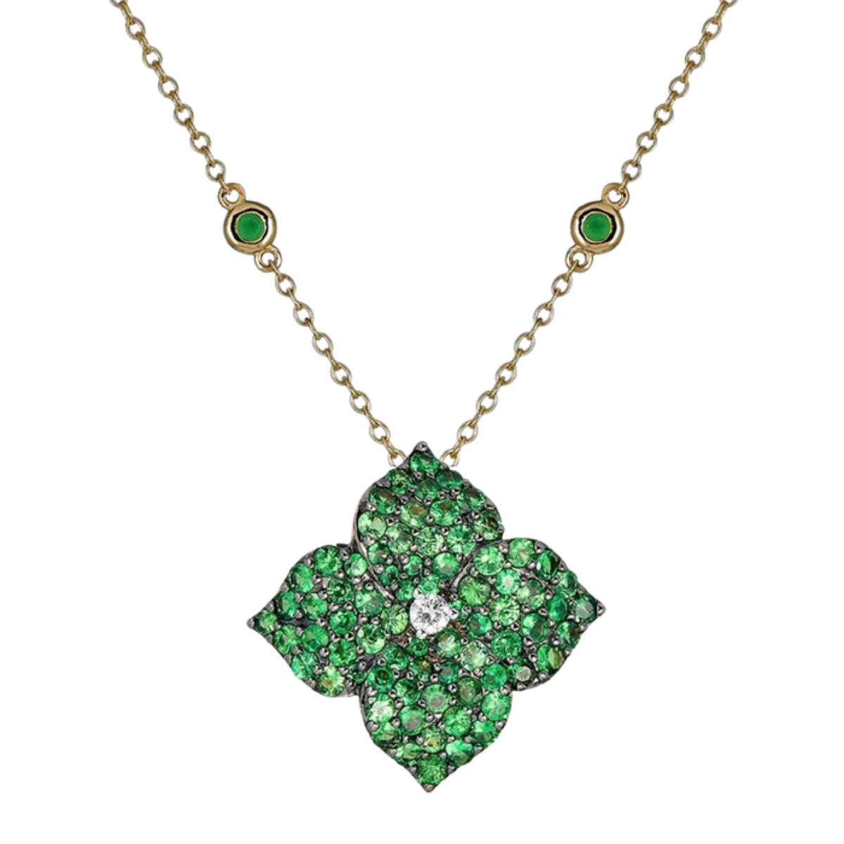 Large Green Tsavorite Fleur Necklace