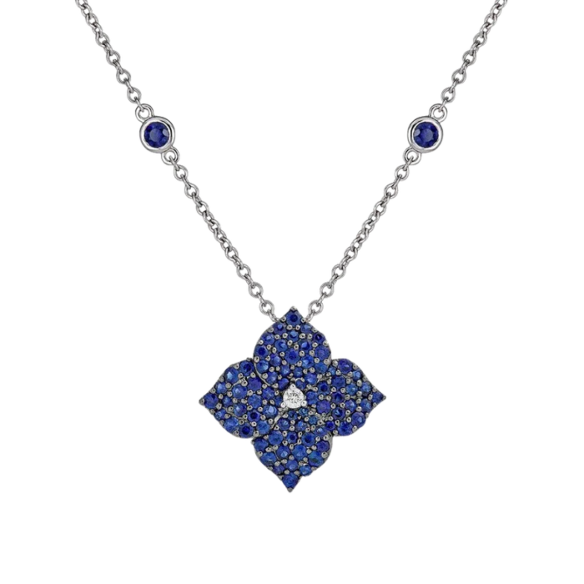 Small Sapphire Fleur Necklace