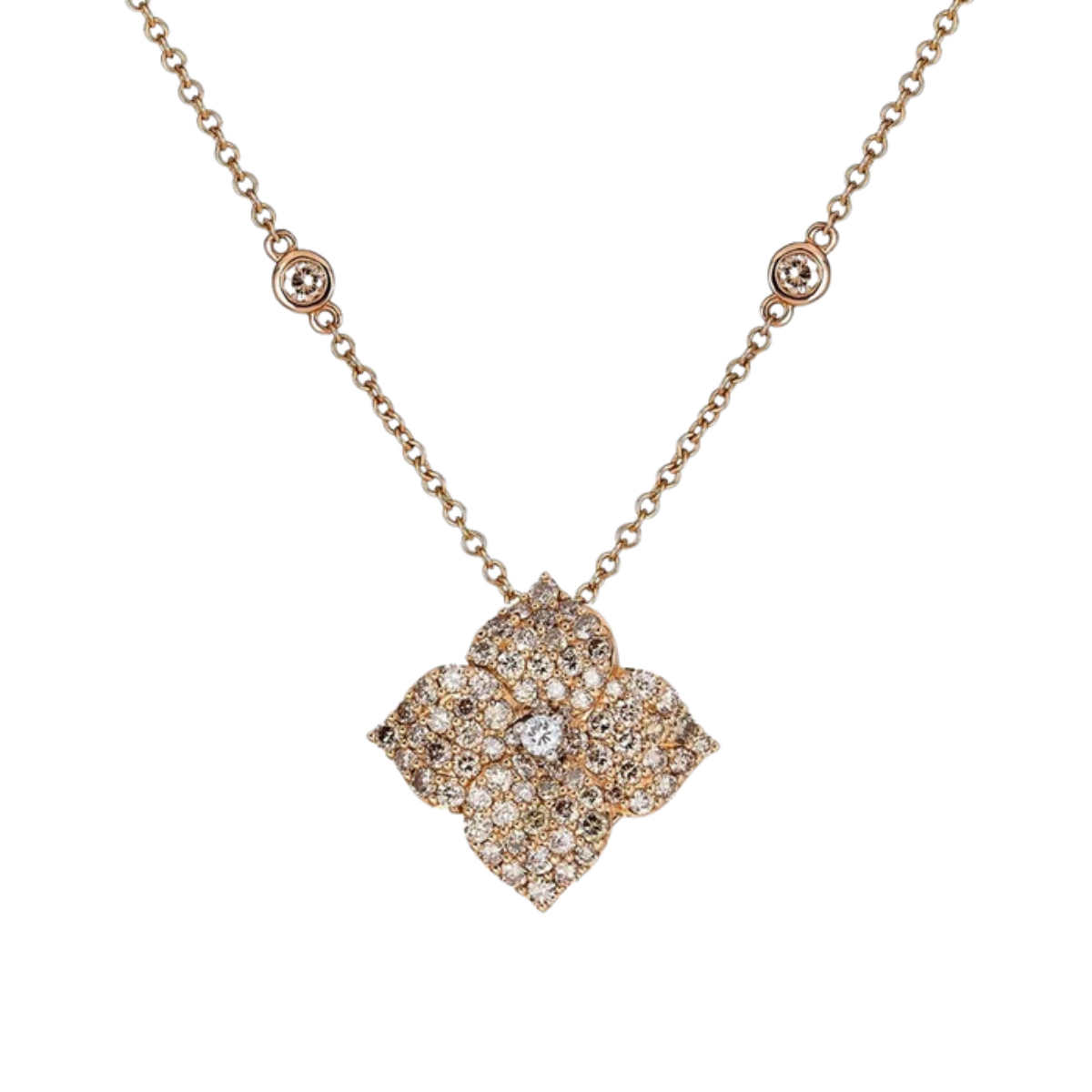 Small Champagne Diamond Fleur Necklace
