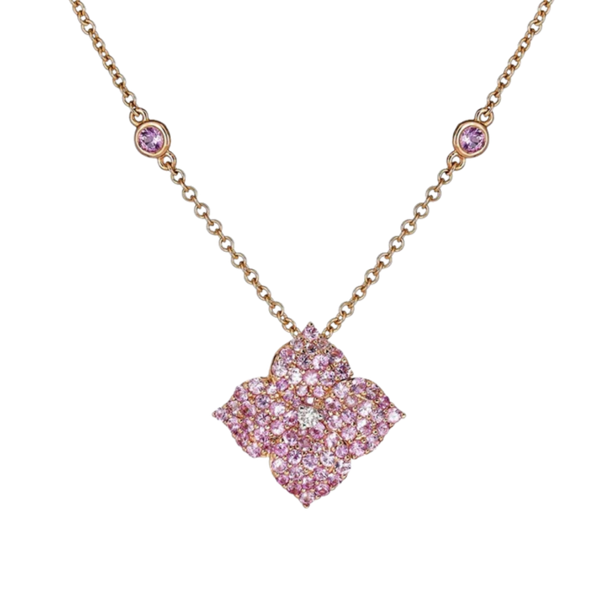 Small Pink Sapphire Fleur Necklace