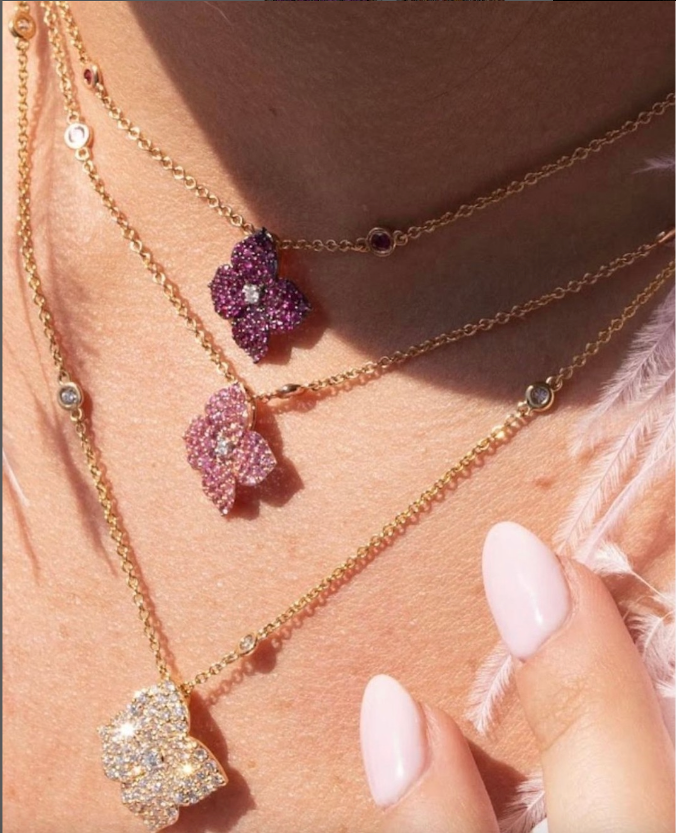 Small Pink Sapphire Fleur Necklace