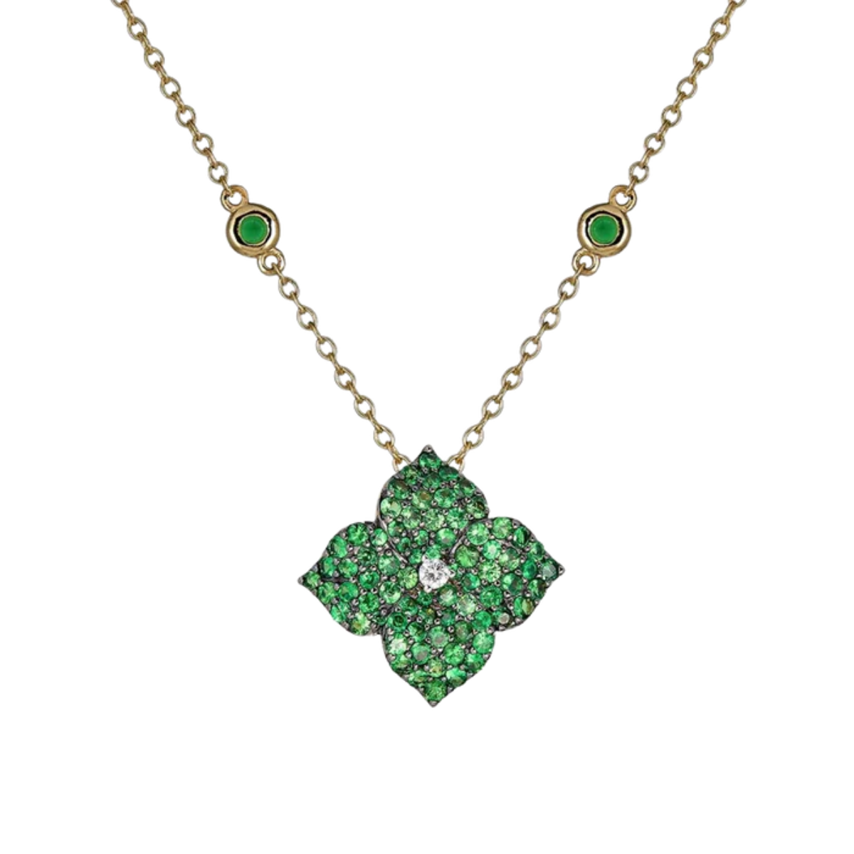 Small Green Tsavorite Fleur Necklace