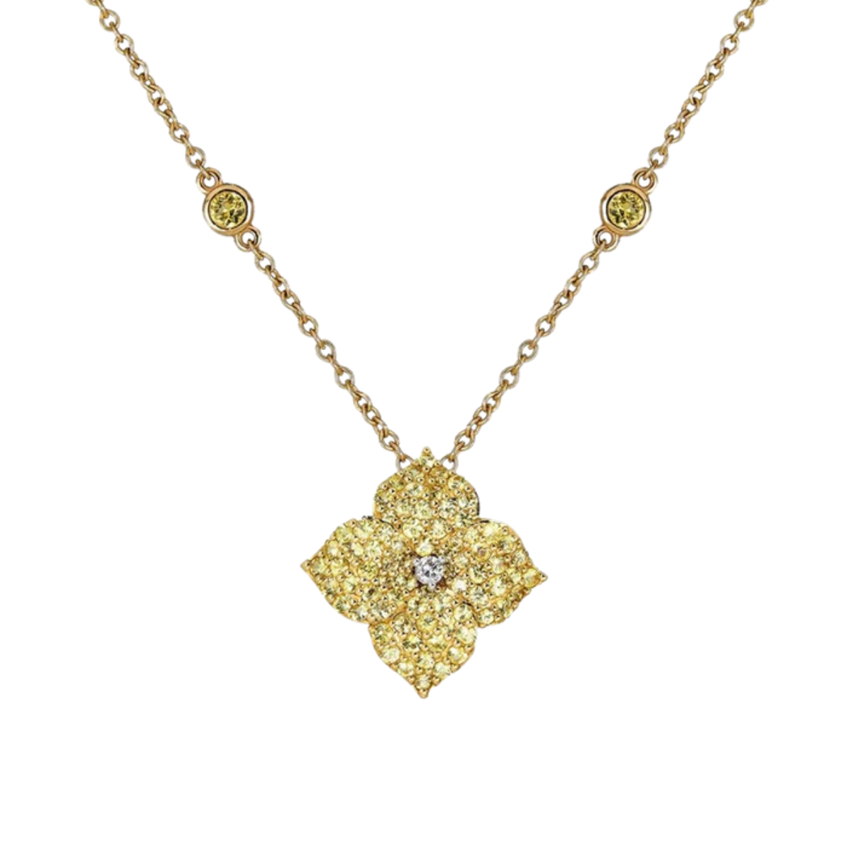 Small Yellow Sapphire Fleur Necklace