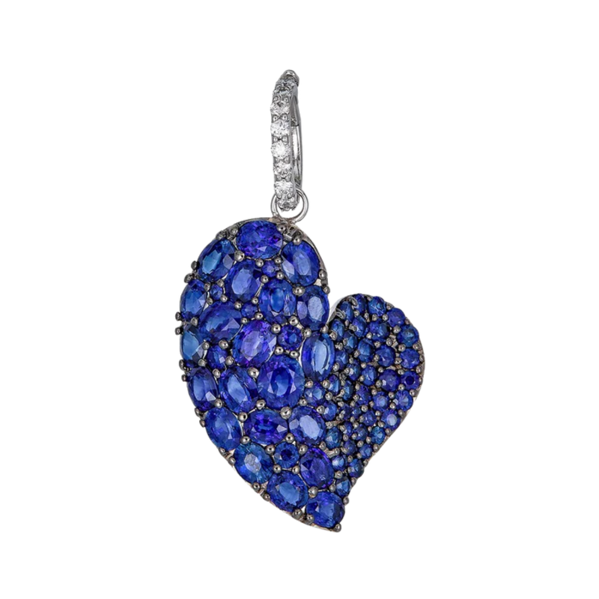 Large Sapphire Wave Heart Pendant