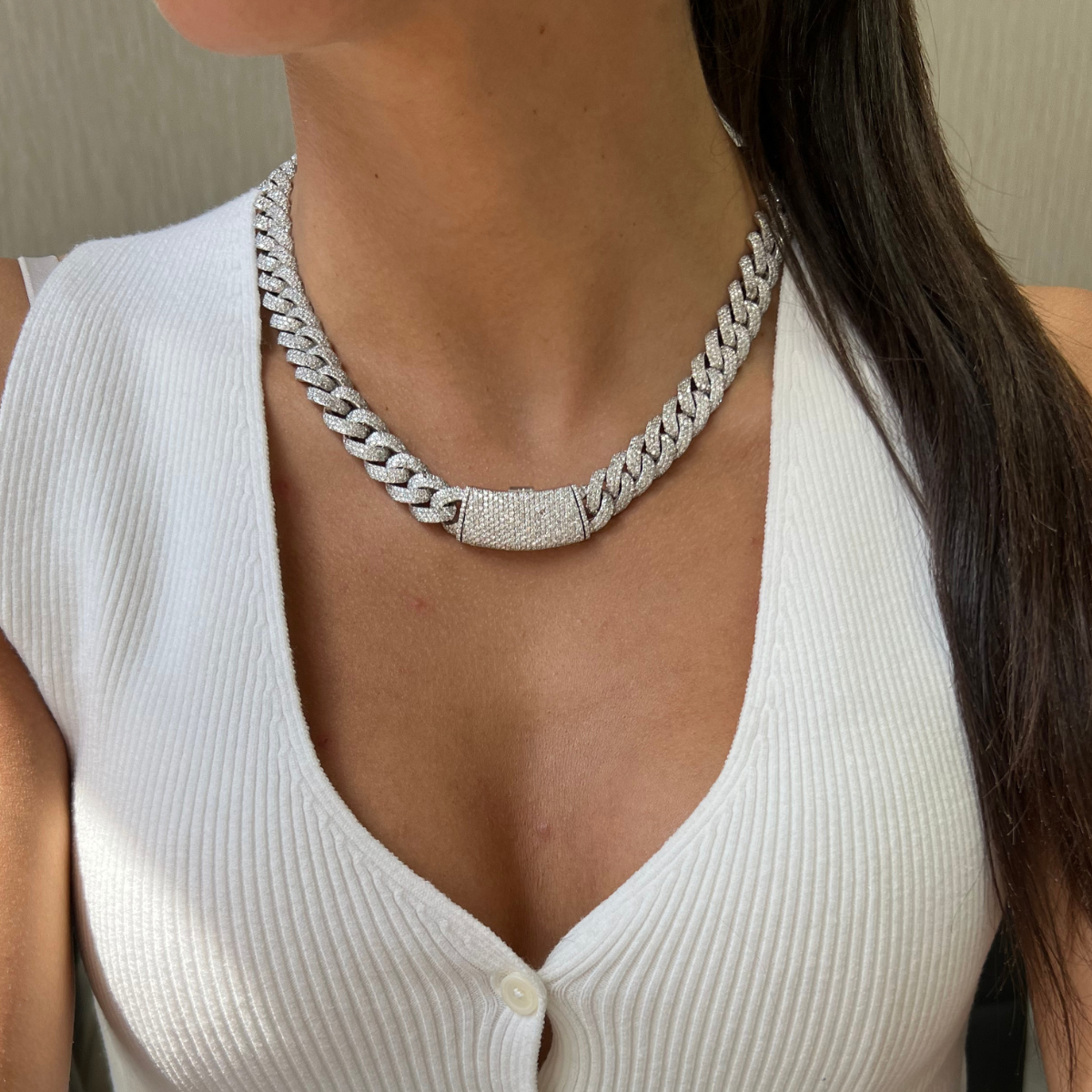 Diamond 12mm Curb-link Necklace