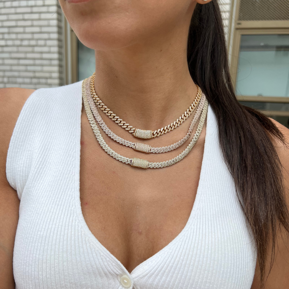 Diamond 8mm Curb-Link Necklace