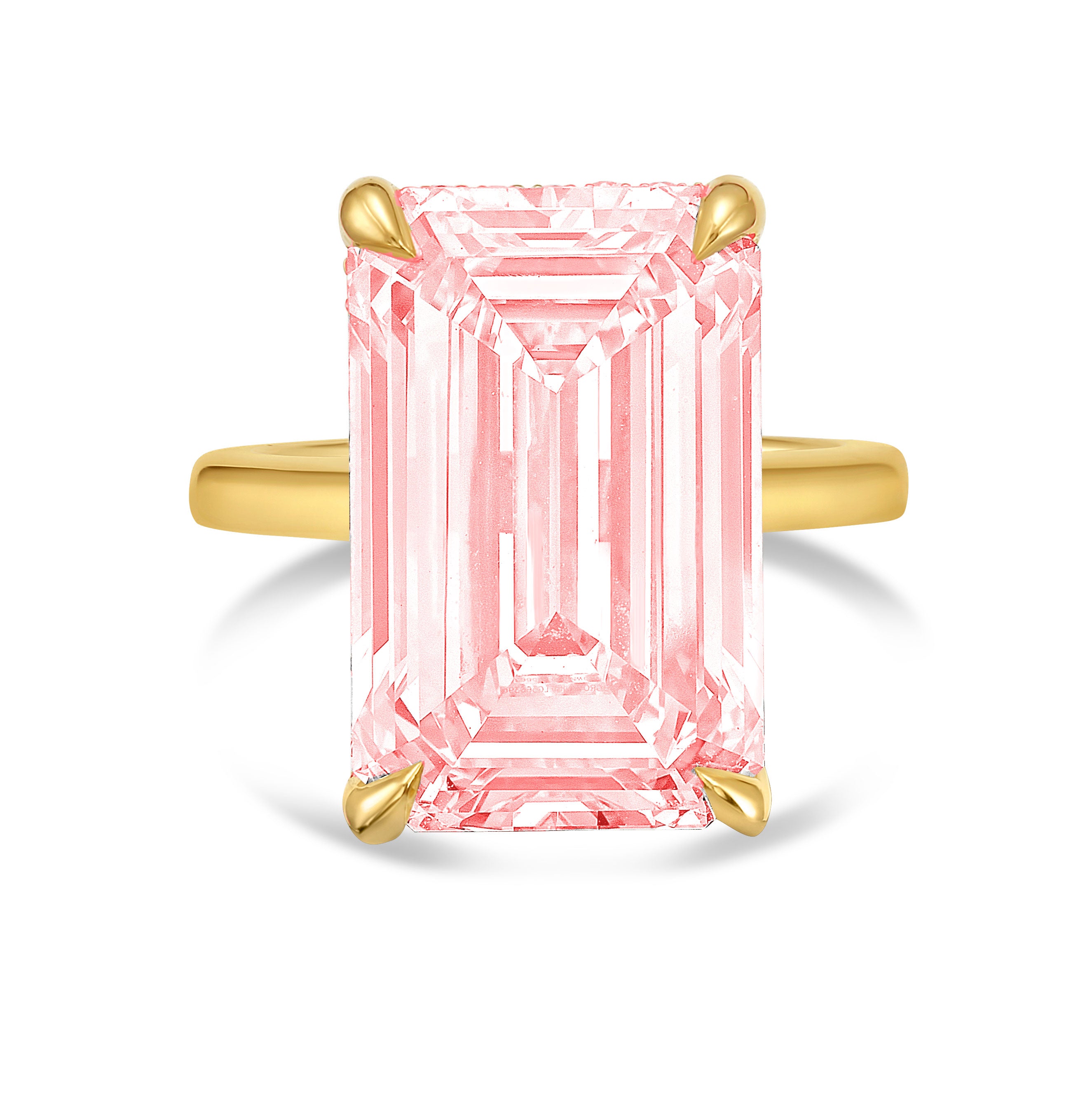 Lab-Grown Pink Emerald-Cut Diamond Solitaire Ring, 18k Gold