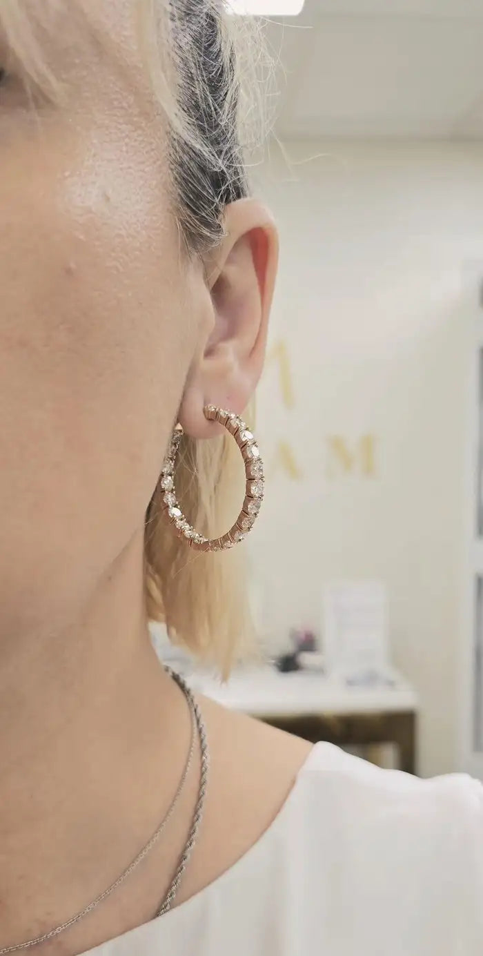 12.85cts Inside-Out Diamond Hoop Earrings