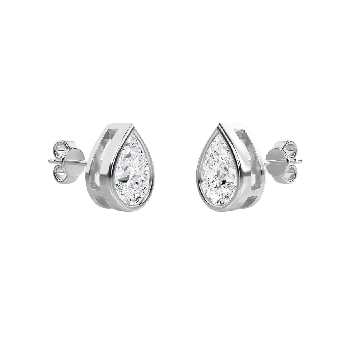 Pear Diamond Bezel Studs