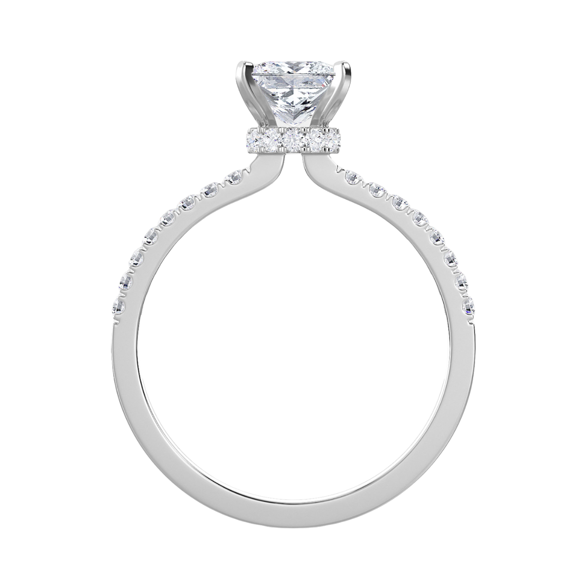 Pear Diamond Hidden Halo Pave Engagement Ring