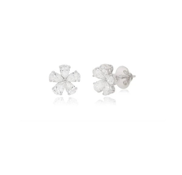 5cts Pear Shaped Diamond Flower Stud Earrings