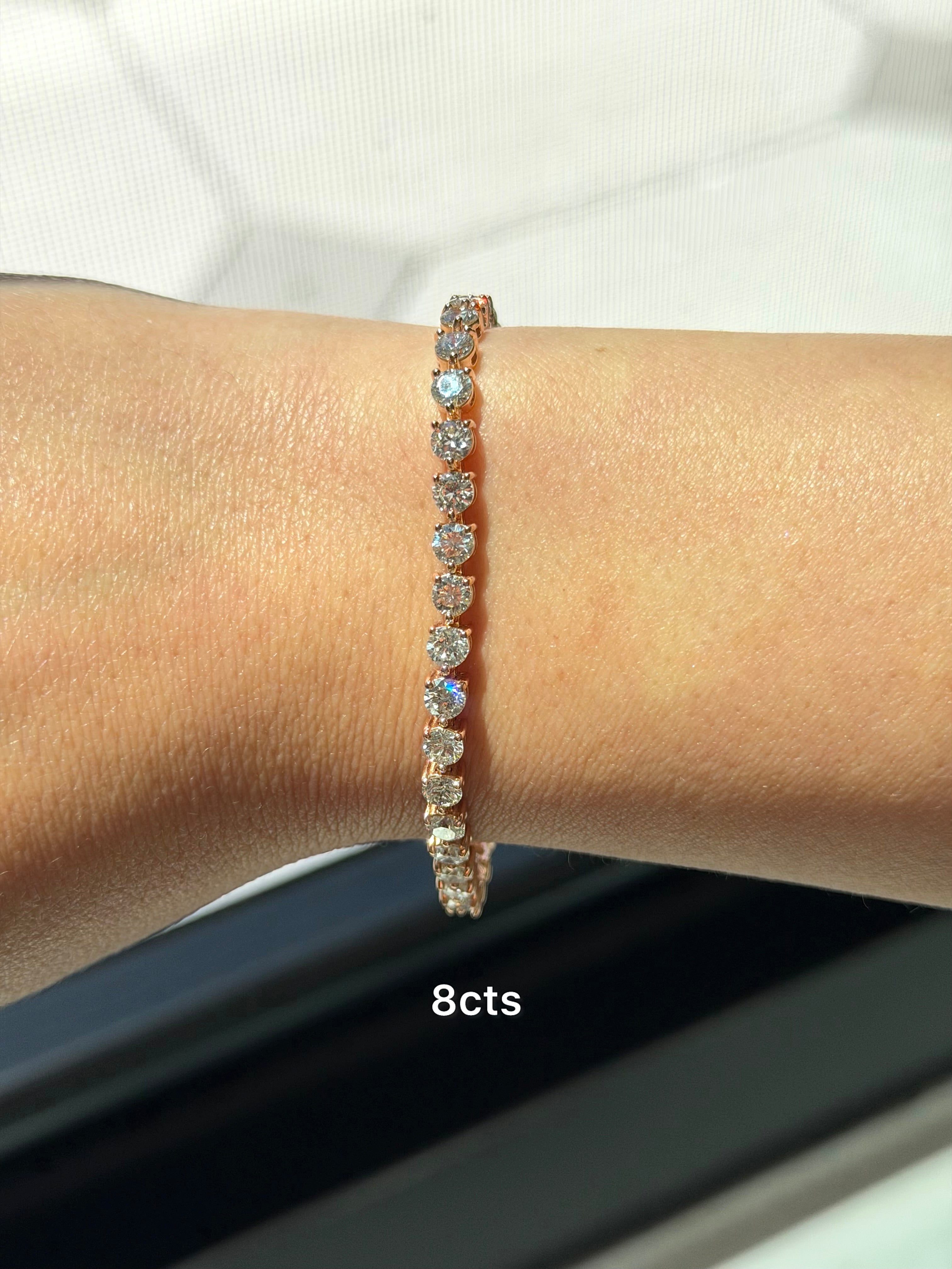 Lab Grown Round Diamond 3 prong Tennis Bracelet