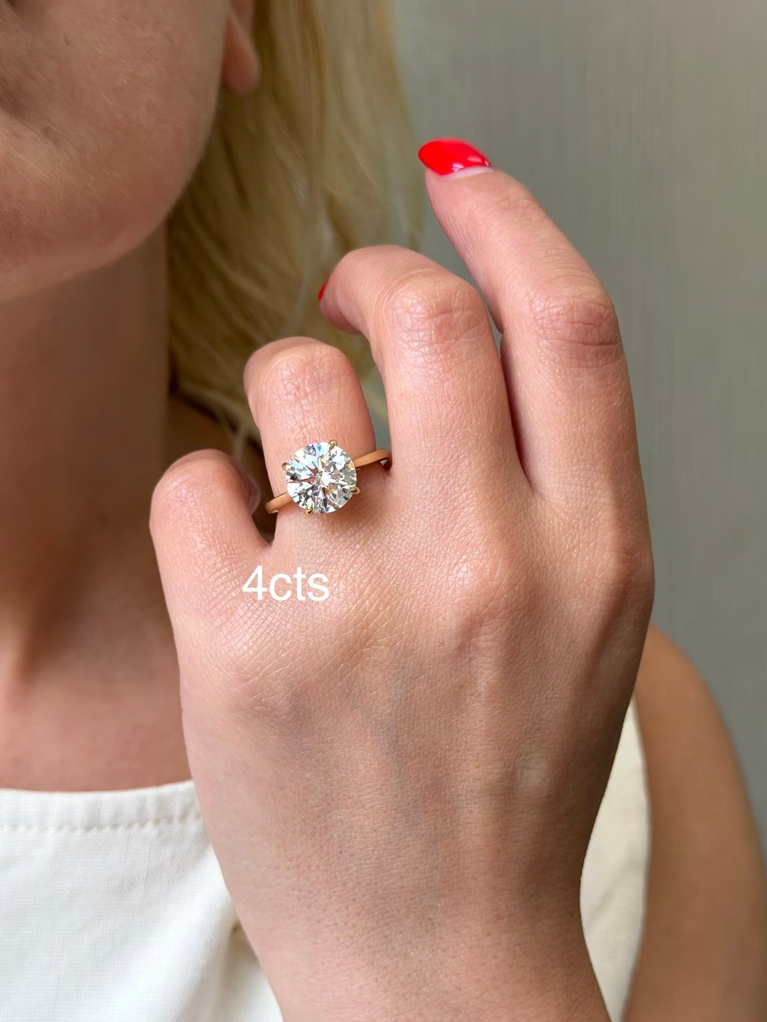Lab-Grown Round Solitaire Engagement Ring, 18K Gold