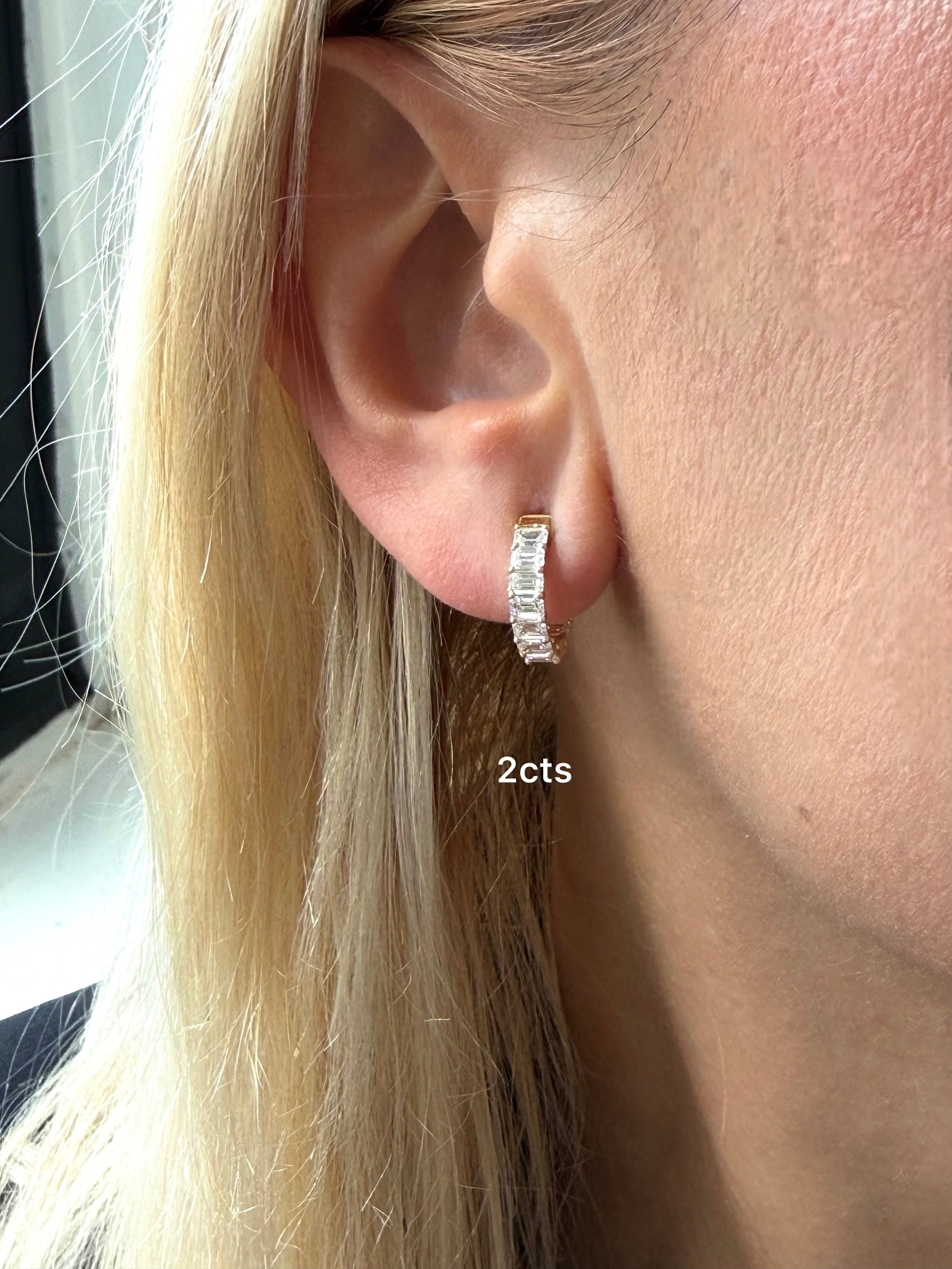 Lab Grown Emerald Diamond Hoop Earrings - 0.50"