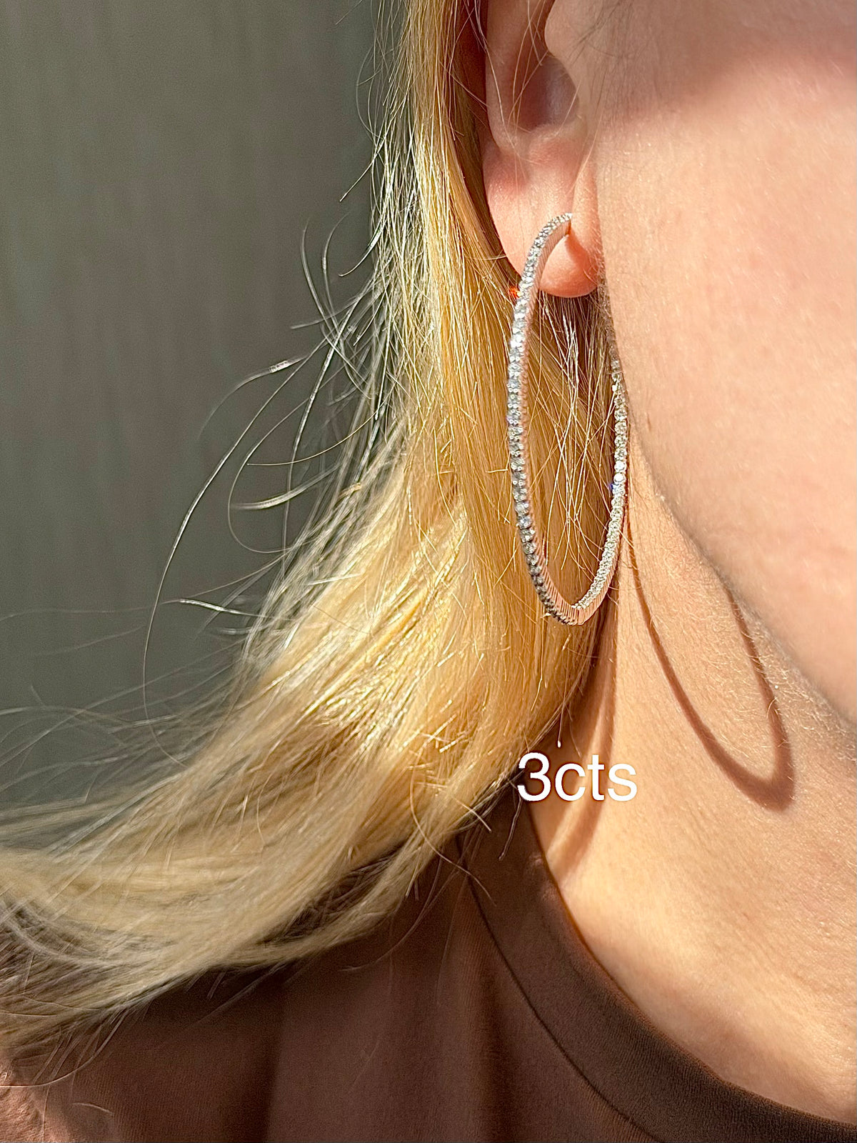 2.00" Lab-Grown Round Diamond Hoop Earrings, 14K Gold