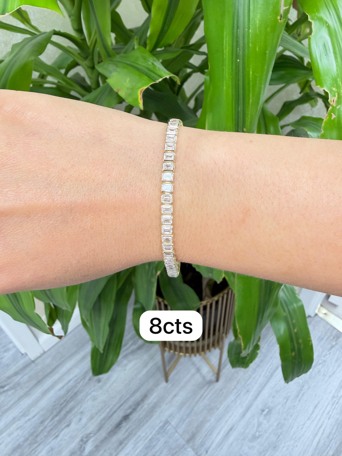 Lab Grown Emerald Bezel Tennis Bracelet