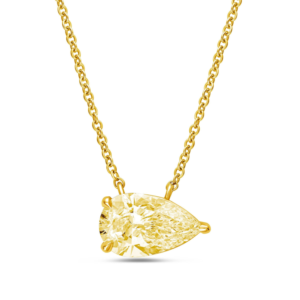 Lab-Grown Yellow Pear Diamond East West Pendant, 14K Gold