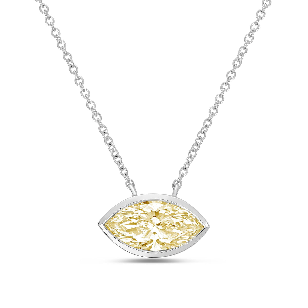 Lab-Grown Yellow Marquise Diamond Bezel Pendant, 14K Gold