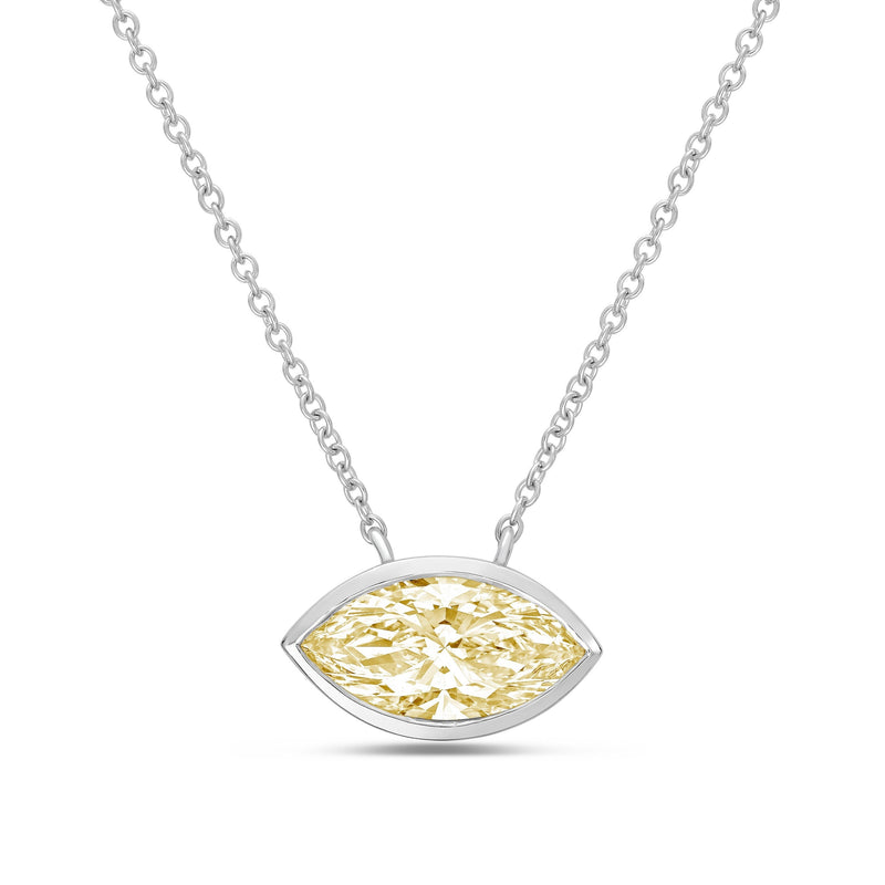 Lab-Grown Yellow Marquise Diamond Bezel Pendant, 14K Gold