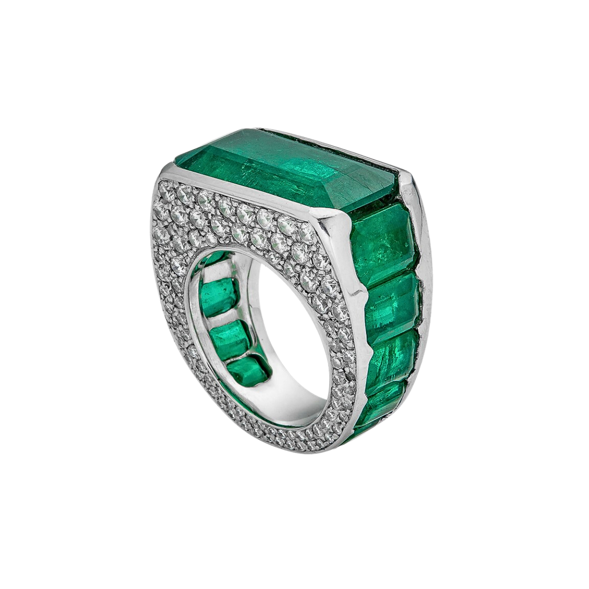 Octagon Emerald Diamond Ring