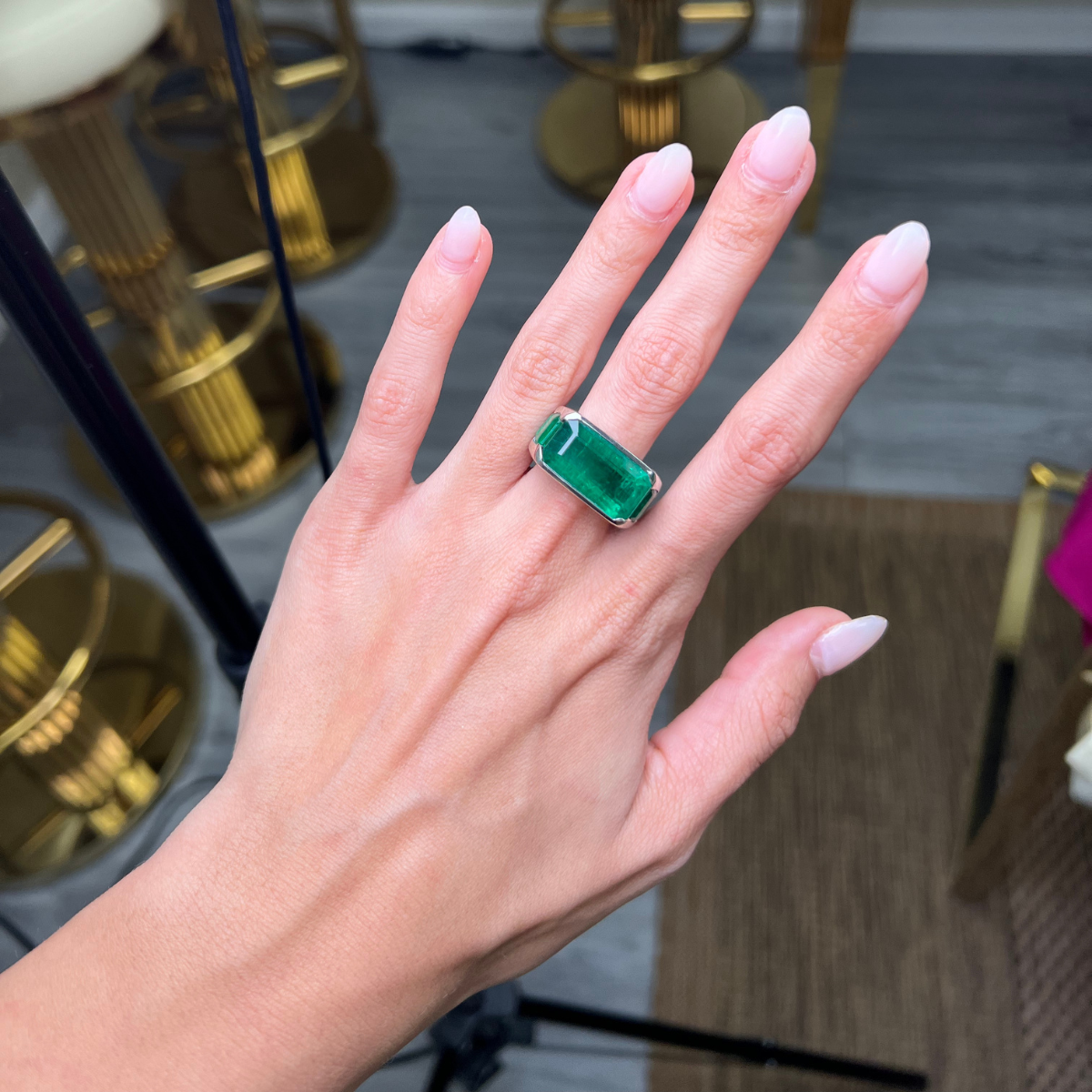 Octagon Emerald Diamond Ring