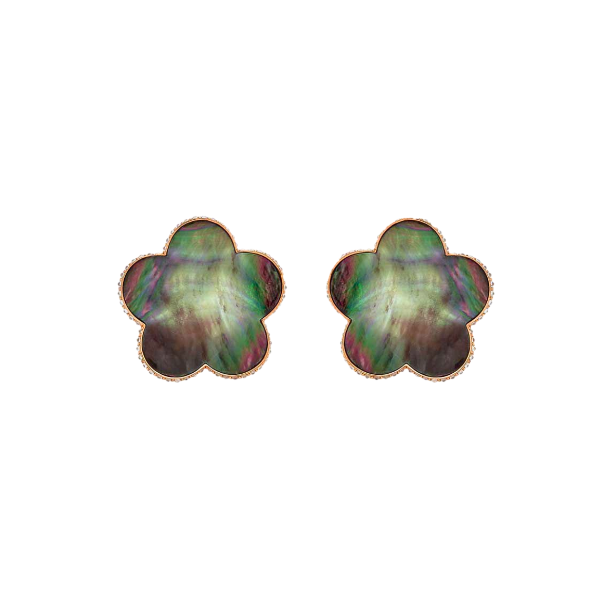 Black Mother Of Pearl Clover Stud Earrings