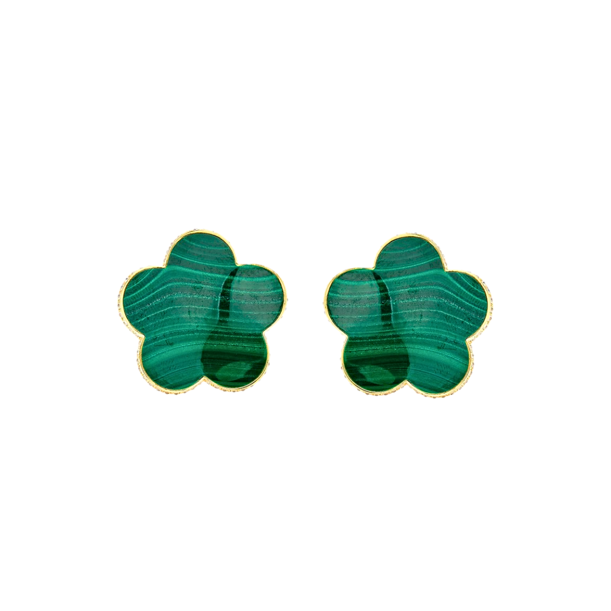 Malachite Clover Stud Earrings