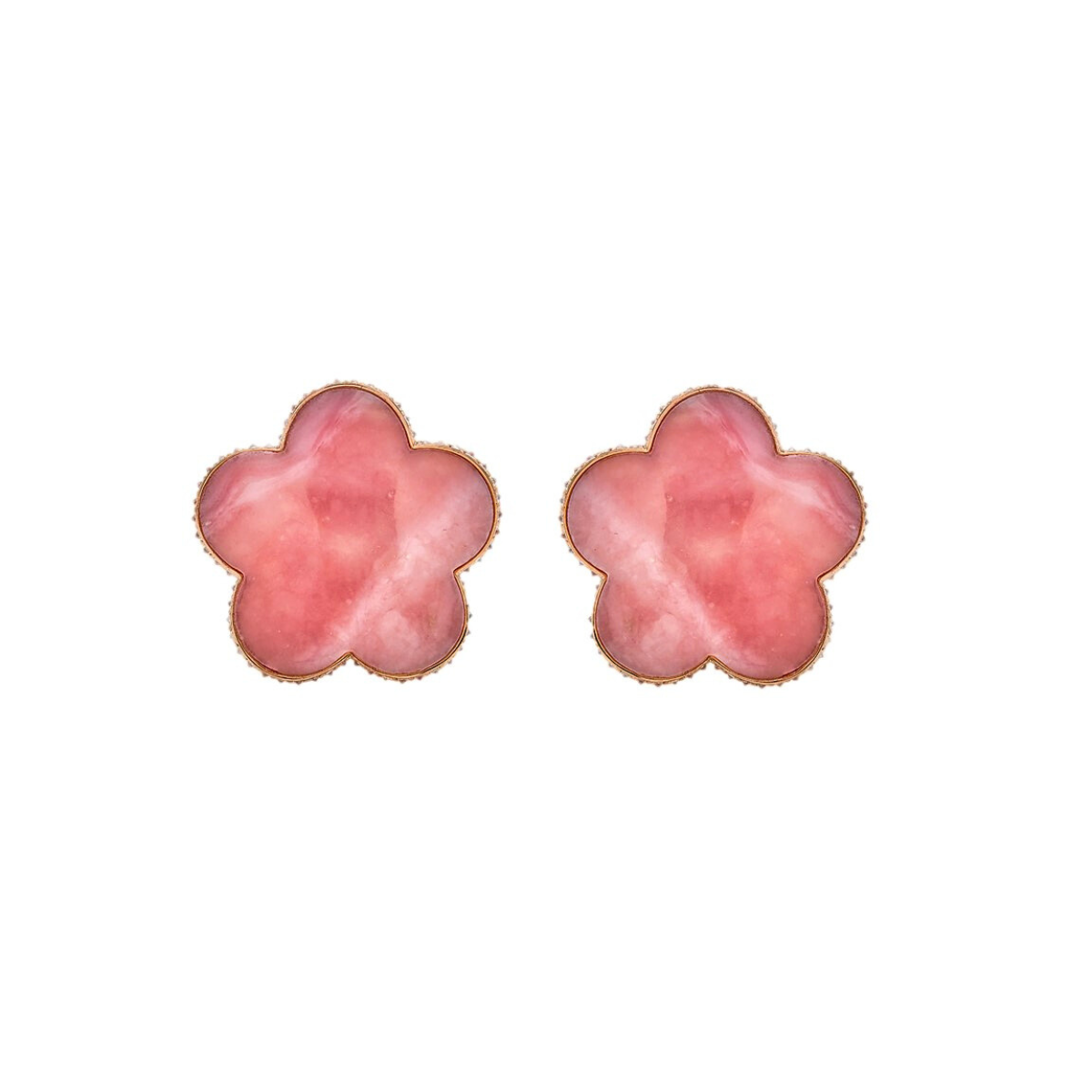 Pink Opal Clover Stud Earrings