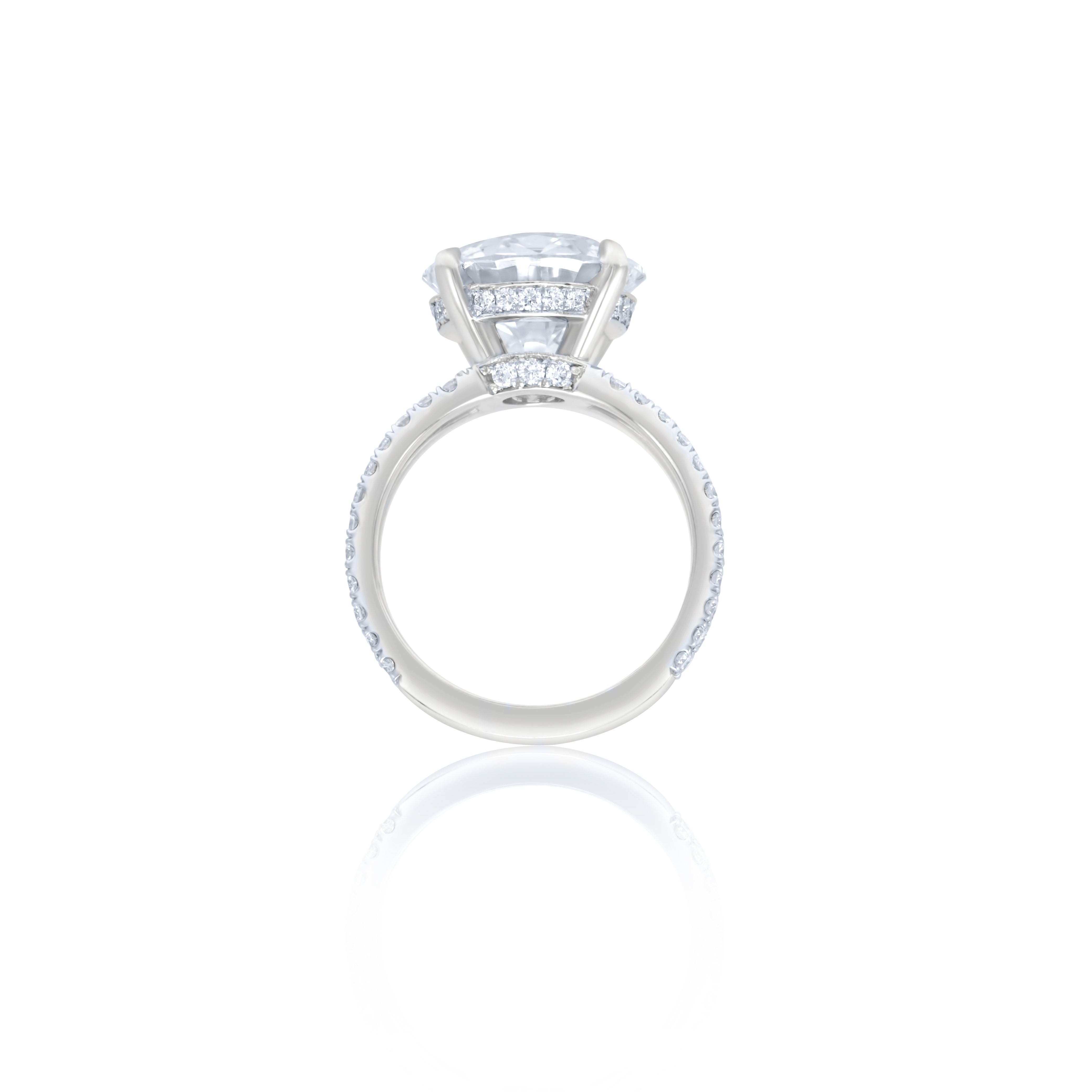 Platinum 6.30ct round diamond split-shank pavé engagement ring