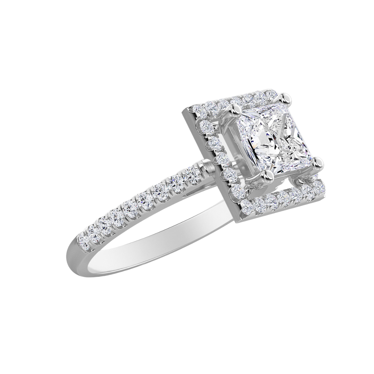 Princess Cut Center Stone Halo Engagement Ring
