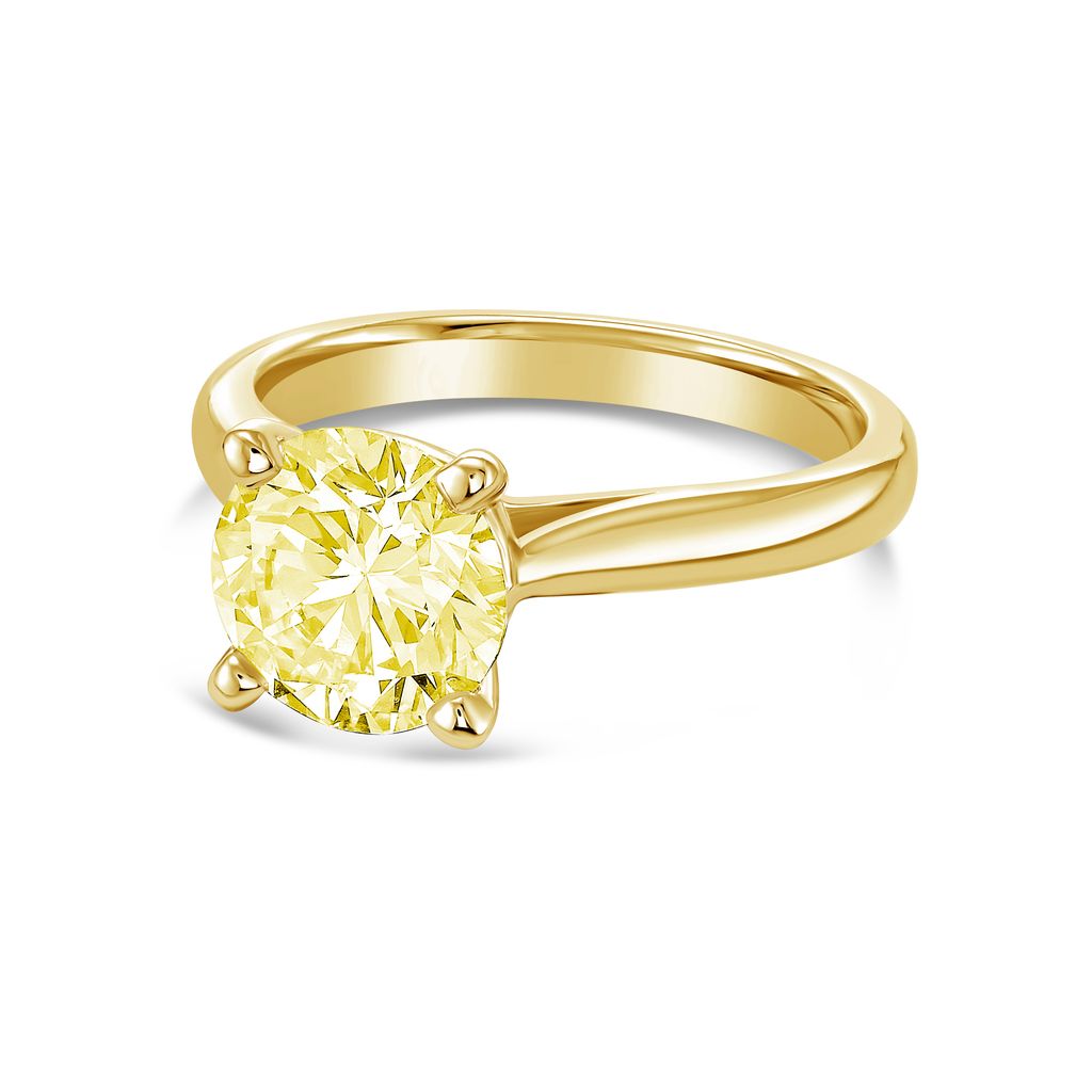 Lab-Grown Yellow Round Diamond Solitaire Ring, 14k Gold