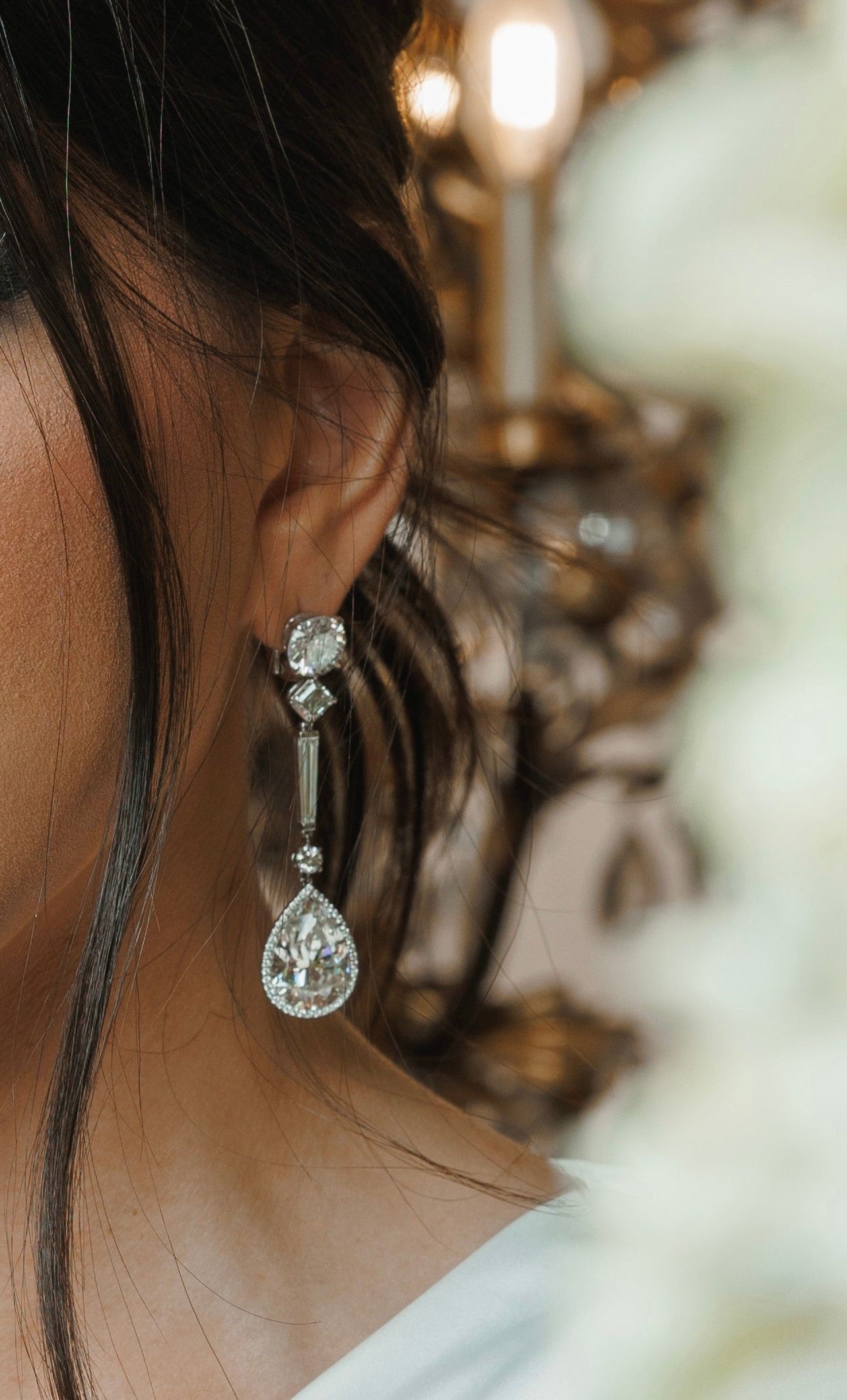 30.48ct Pear Diamond Drop Earrings