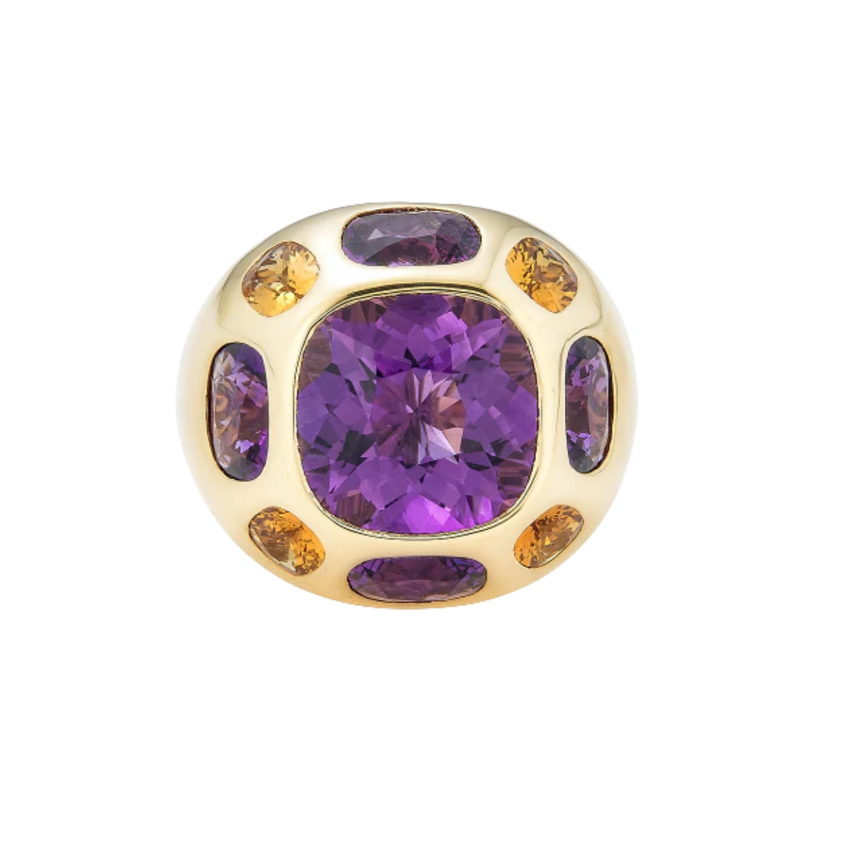 Amethyst and Yellow Citrine Ring