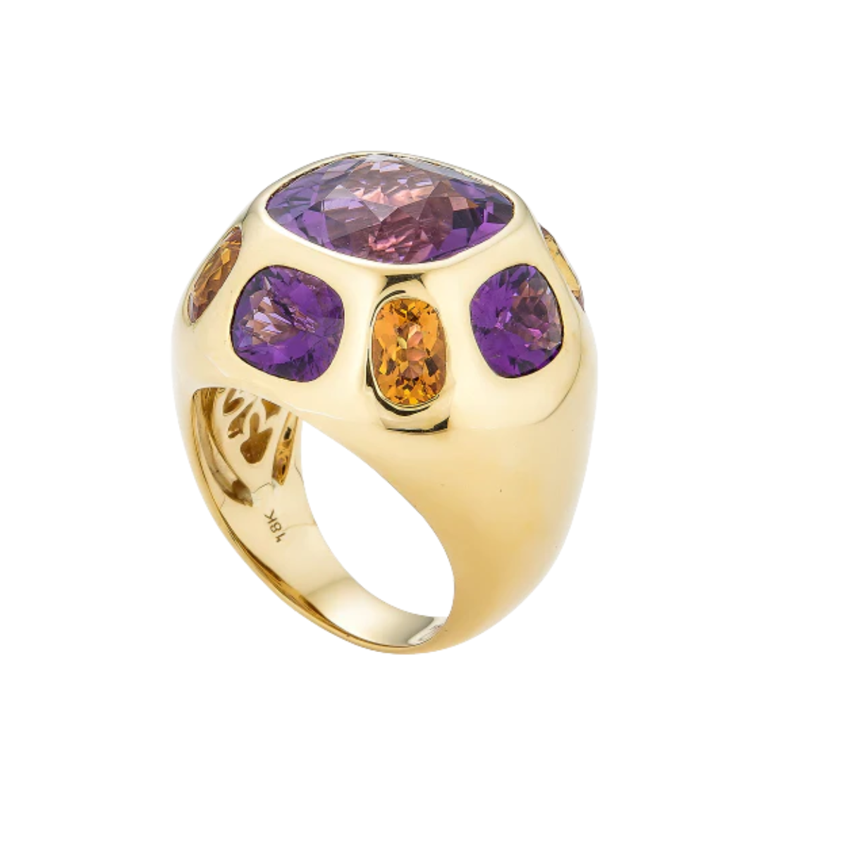 Amethyst and Yellow Citrine Ring