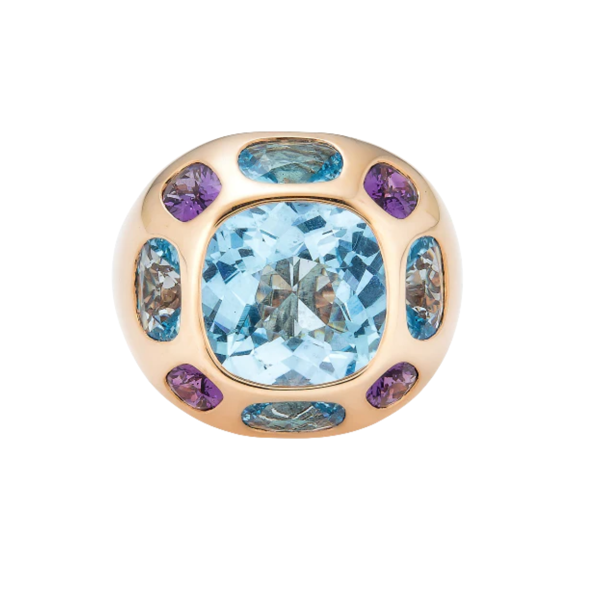 Blue Topaz and Amethyst Ring