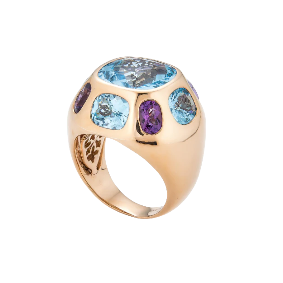 Blue Topaz and Amethyst Ring