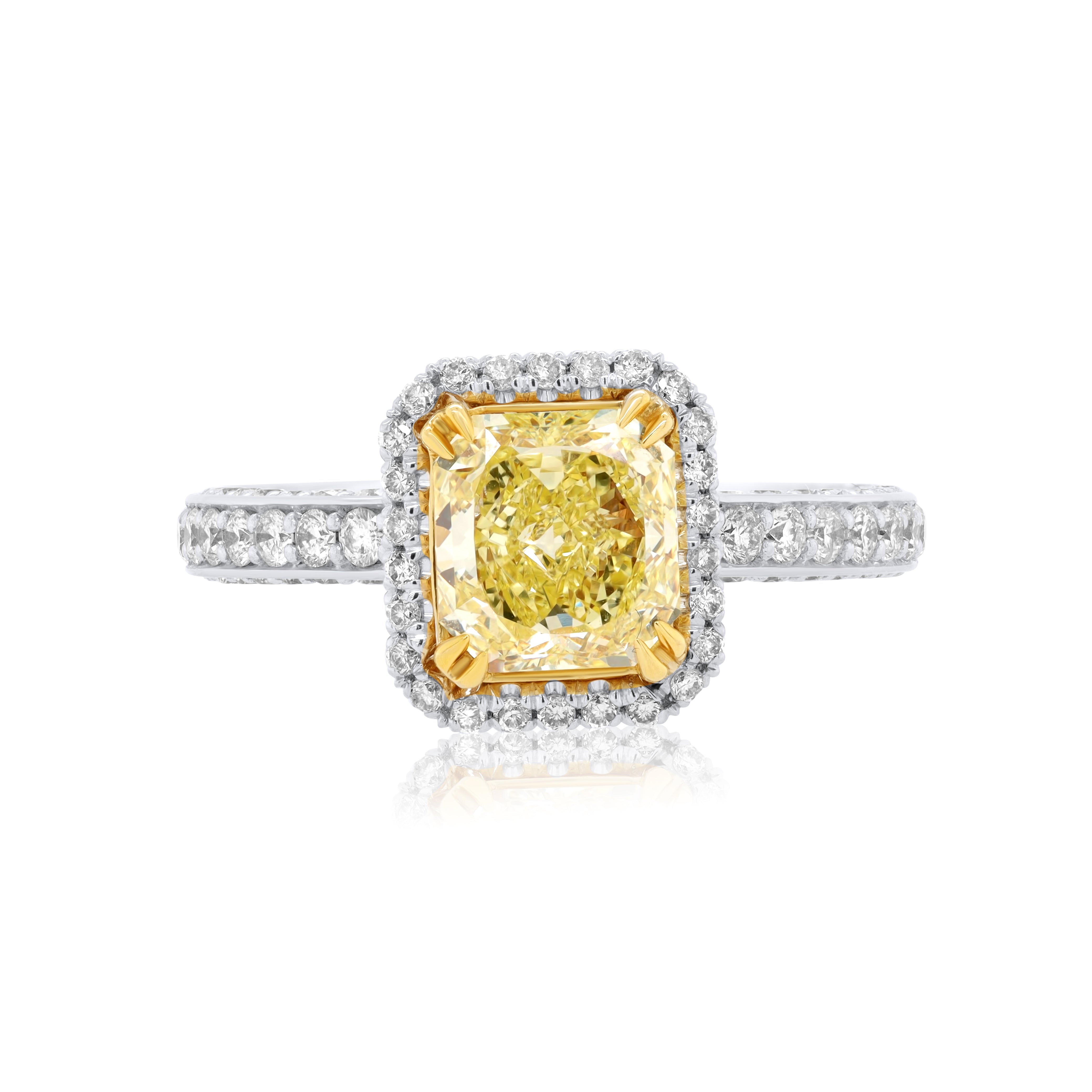 1.39ct Fancy Yellow Princess Cut Ring