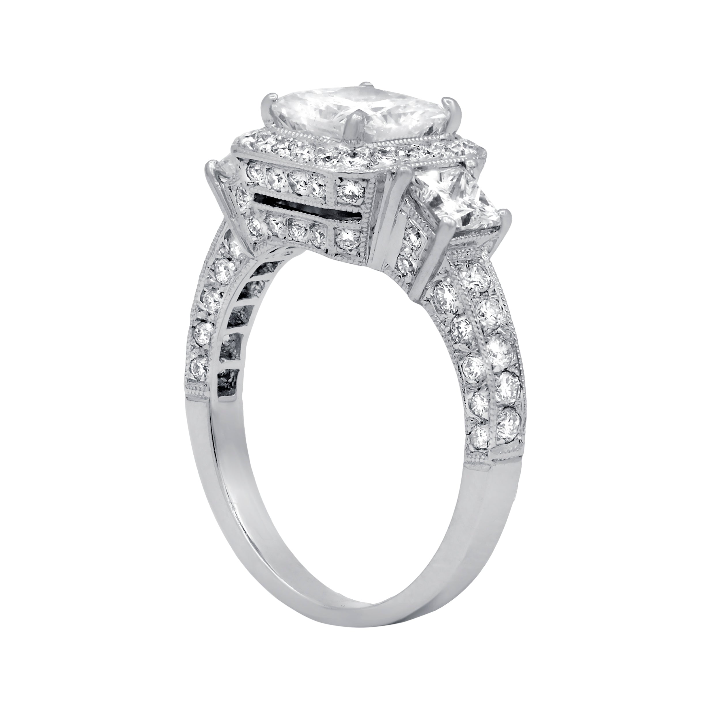 Three Stone Radiant Cut Diamond Ring