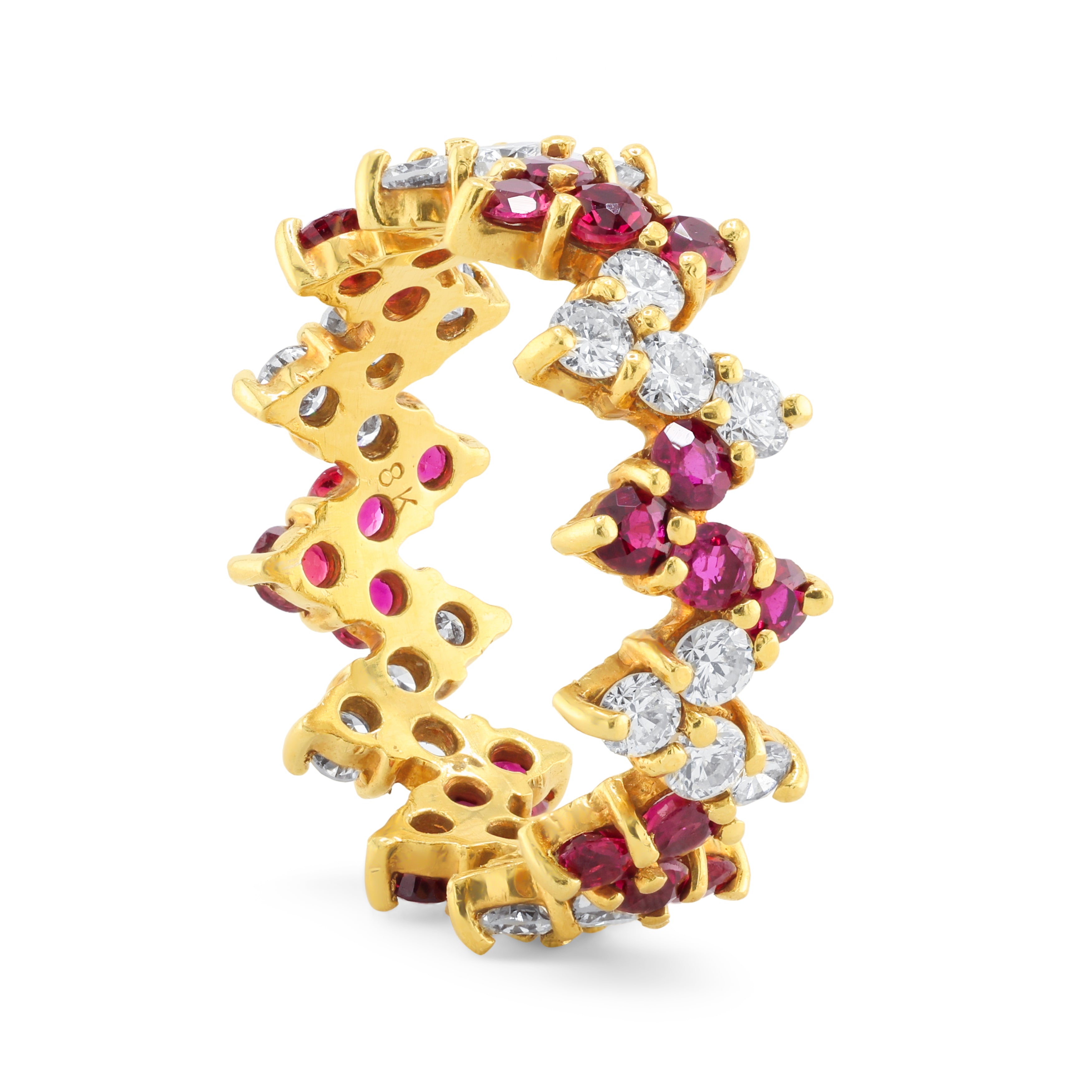 Ruby and Diamond Zigzag Ring