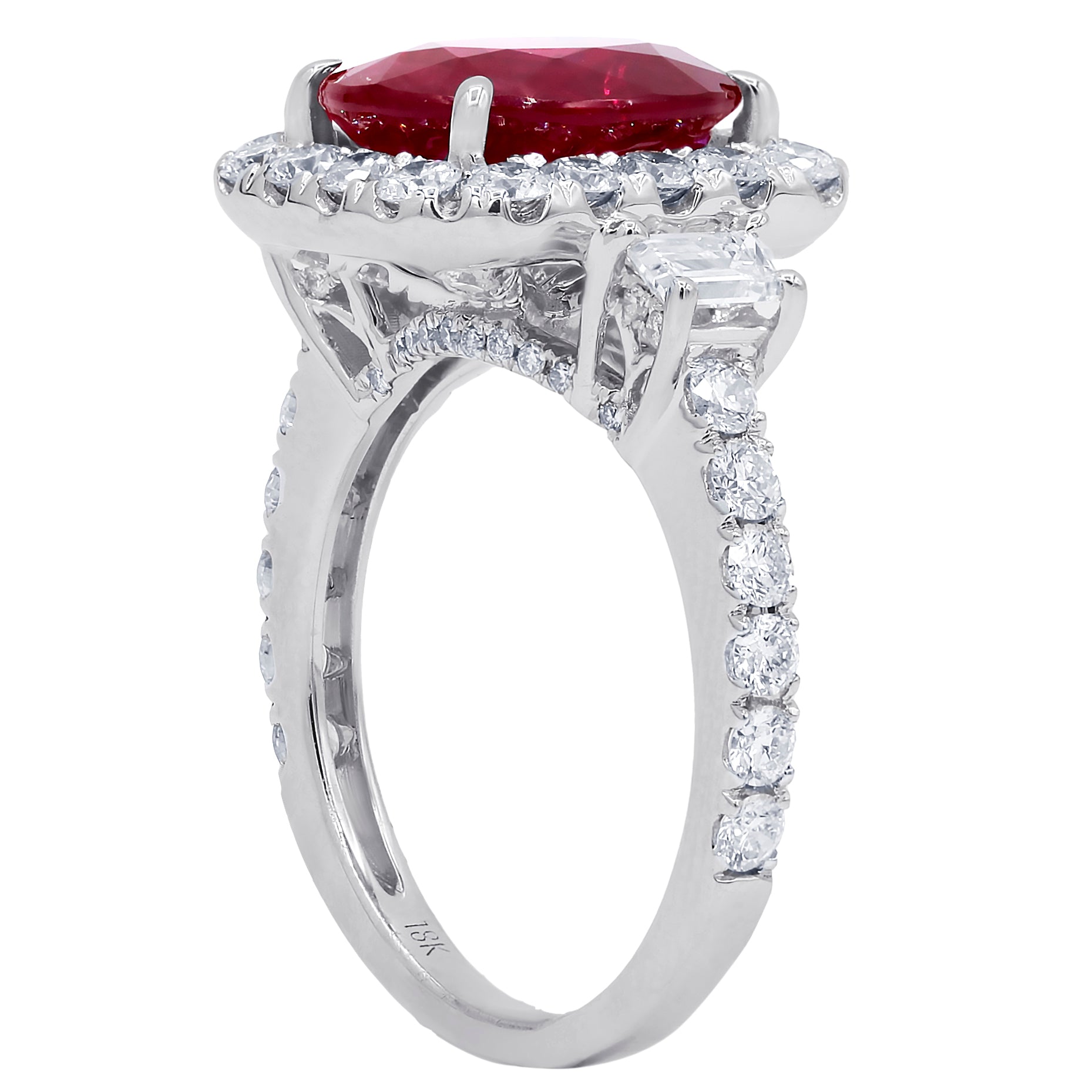 Ruby Ring With Diamond Halo
